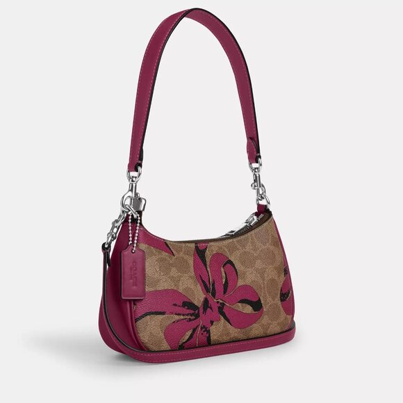 🎁CoachTeri Mini Crossbody Bag In Signature Canvas With Bow Print - Picture 2 of 8